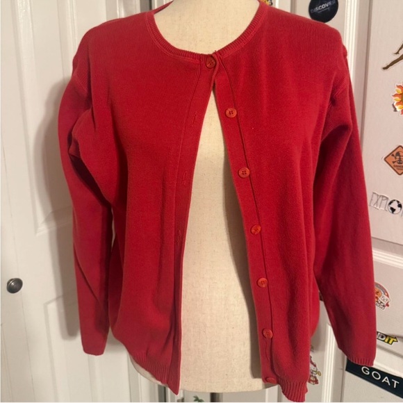 Eddie Bauer Red Cardigan Sweater - Picture 1 of 3